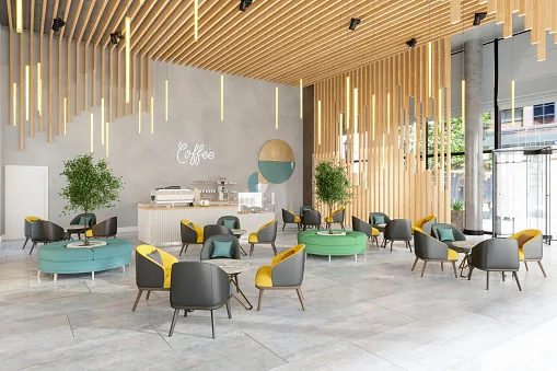 Individuelle Pendelleuchten im Café