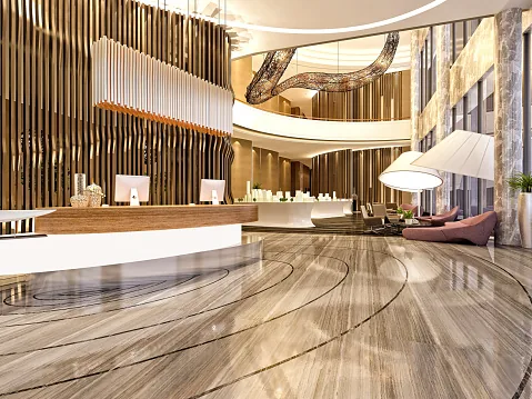 Beleuchtete Hotellobby